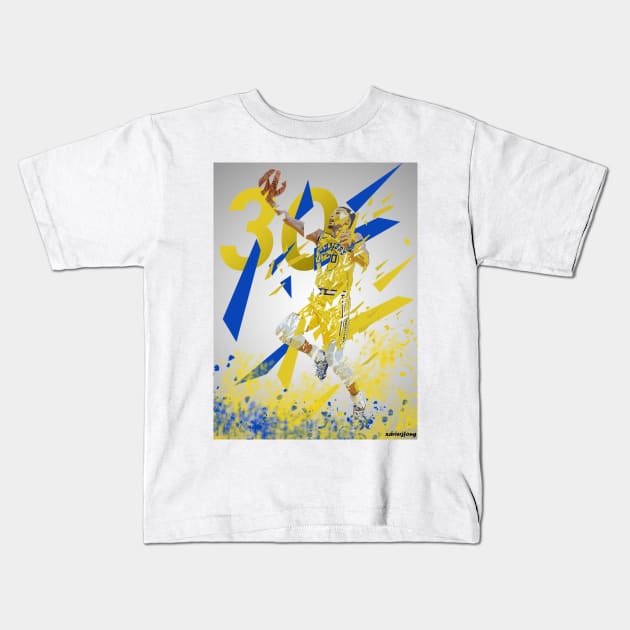 Steph Curry - NBA Golden State Warriors Kids T-Shirt by xavierjfong